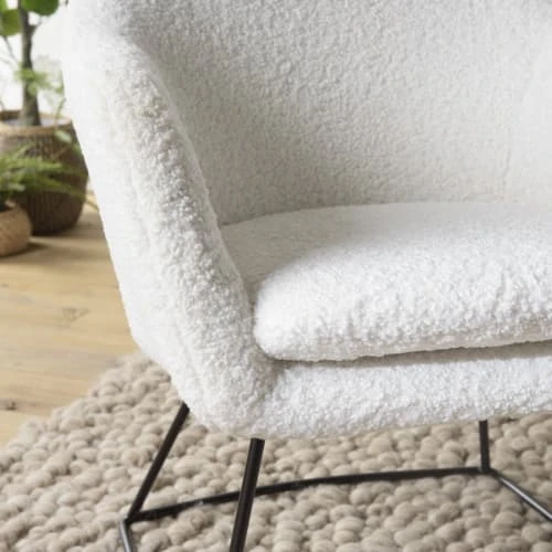 Fauteuil urban tissu bouclette blanc pieds évasés métal noir MACABANE Fauteuils Fauteuil Urban Tissu Bouclette Blanc Pieds évasés Métal Noir -Fauteuils Shop fauteuil urban tissu bouclette blanc pieds evases metal noir 2