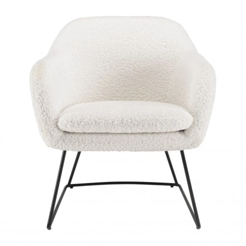 Fauteuil urban tissu bouclette blanc pieds évasés métal noir MACABANE Fauteuils Fauteuil Urban Tissu Bouclette Blanc Pieds évasés Métal Noir -Fauteuils Shop fauteuil urban tissu bouclette blanc pieds evases metal noir 3