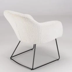 MACABANE Fauteuils Fauteuil Urban Tissu Bouclette Blanc Pieds évasés Métal Noir 5 MACABANE Fauteuils Fauteuil Urban Tissu Bouclette Blanc Pieds évasés Métal Noir -Fauteuils Shop fauteuil urban tissu bouclette blanc pieds evases metal noir 5