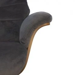 My New Design Fauteuils Fauteuil Velours Et Chêne Naturel - Velours Brun -Fauteuils Shop fauteuil velours et chene naturel velours brun 3