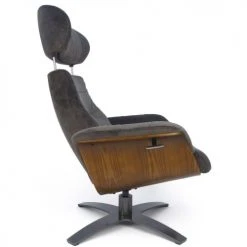 My New Design Fauteuils Fauteuil Velours Et Chêne Naturel - Velours Brun -Fauteuils Shop fauteuil velours et chene naturel velours brun 4