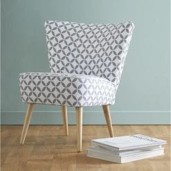 Maisons Du Monde Fauteuils Fauteuil Vintage En Coton à Motifs Gris Et Blancs -Fauteuils Shop fauteuil vintage en coton a motifs gris et blancs 1000 14 10 138836 4