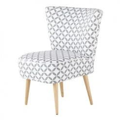 Maisons Du Monde Fauteuils Fauteuil Vintage En Coton à Motifs Gris Et Blancs