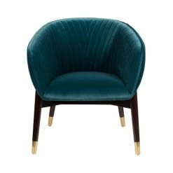 Dutchbone Fauteuils Fauteuil Vintage En Velours Bleu Canard -Fauteuils Shop fauteuil vintage en velours bleu canard 2