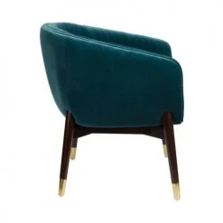 Dutchbone Fauteuils Fauteuil Vintage En Velours Bleu Canard -Fauteuils Shop fauteuil vintage en velours bleu canard 3