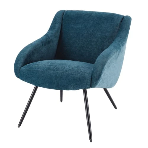 Fauteuil vintage en velours bleu et métal Maisons Du Monde Fauteuils Fauteuil Vintage En Velours Bleu Et Métal -Fauteuils Shop fauteuil vintage en velours bleu et metal 1000 2 20 155943 7