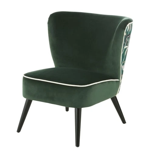Fauteuil vintage en velours vert imprimé blanc Maisons Du Monde Fauteuils Fauteuil Vintage En Velours Vert Imprimé Blanc -Fauteuils Shop fauteuil vintage en velours vert imprime blanc 1000 3 12 210055 1