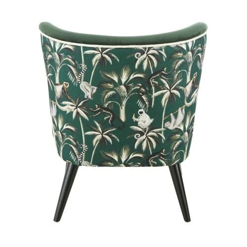 Fauteuil vintage en velours vert imprimé blanc Maisons Du Monde Fauteuils Fauteuil Vintage En Velours Vert Imprimé Blanc -Fauteuils Shop fauteuil vintage en velours vert imprime blanc 1000 3 12 210055 3