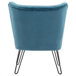 Moloo Fauteuils Fauteuil Vintage Velours Bleu Canard Pieds Métal Noir(x2) -Fauteuils Shop fauteuil vintage velours bleu canard pieds metal noir x2 2