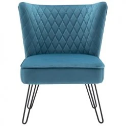Moloo Fauteuils Fauteuil Vintage Velours Bleu Canard Pieds Métal Noir(x2) -Fauteuils Shop fauteuil vintage velours bleu canard pieds metal noir x2 4