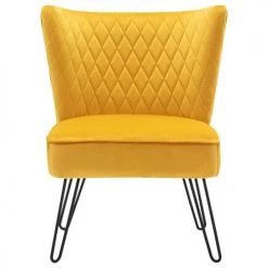 Moloo Fauteuils Fauteuil Vintage Velours Curry Pieds Métal Noir -Fauteuils Shop fauteuil vintage velours curry pieds metal noir 4