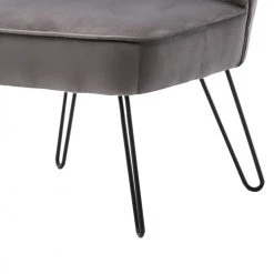 Moloo Fauteuils Fauteuil Vintage Velours Gris Pieds Métal Noir -Fauteuils Shop fauteuil vintage velours gris pieds metal noir 5
