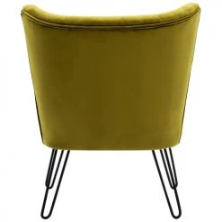 Moloo Fauteuils Fauteuil Vintage Velours Kaki Pieds Métal Noir -Fauteuils Shop fauteuil vintage velours kaki pieds metal noir 2