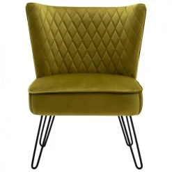 Moloo Fauteuils Fauteuil Vintage Velours Kaki Pieds Métal Noir -Fauteuils Shop fauteuil vintage velours kaki pieds metal noir 4