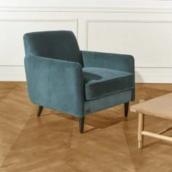 Robin Des Bois Fauteuils Grand Fauteuil En Velours Bleu Paon -Fauteuils Shop grand fauteuil en velours bleu paon 5