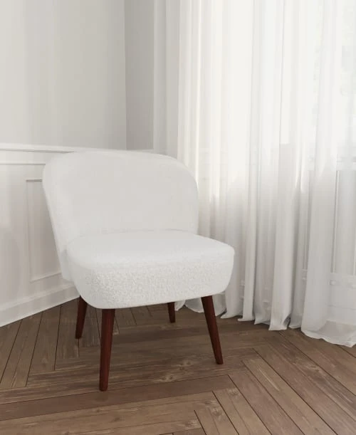 Petit fauteuil de salon, blanc effet laine bouclée Potiron Paris Fauteuils Petit Fauteuil De Salon, Blanc Effet Laine Bouclée -Fauteuils Shop petit fauteuil de salon blanc effet laine bouclee 1