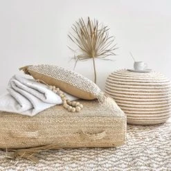 Maisons Du Monde Poufs Pouf à Billes En Jute Et Coton à Spirales Blanches -Fauteuils Shop pouf a billes en jute et coton a spirales blanches 1000 7 0 210535 3