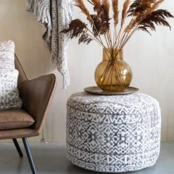 Drawer Poufs Pouf à Motifs D60cm Marron / Blanc -Fauteuils Shop pouf a motifs d60cm marron blanc 4