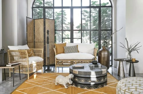 Pouf brodé à relief motifs graphiques Maisons Du Monde Poufs Pouf Brodé à Relief Motifs Graphiques -Fauteuils Shop pouf brode a relief motifs graphiques 1000 6 34 200606 3