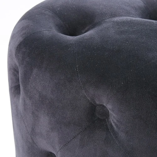Pouf capitonné en velours noir Maisons Du Monde Poufs Pouf Capitonné En Velours Noir -Fauteuils Shop pouf capitonne en velours noir 1000 10 4 176878 2