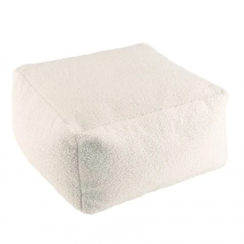 Pouf carré 53x53cm tissu bouclette blanc MACABANE Poufs Pouf Carré 53x53cm Tissu Bouclette Blanc -Fauteuils Shop pouf carre 53x53cm tissu bouclette blanc