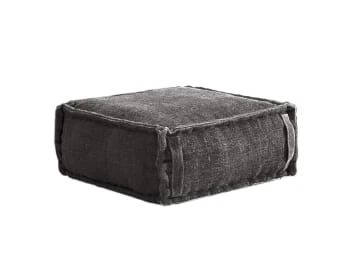 Pouf carré en coton revêtu effet lavé vert. RNT By Really Nice Things Poufs Pouf Carré En Coton Revêtu Effet Lavé Vert. -Fauteuils Shop pouf carre en coton revetu effet lave gris