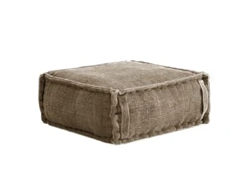 Pouf carré en coton revêtu effet lavé vert. RNT By Really Nice Things Poufs Pouf Carré En Coton Revêtu Effet Lavé Vert. -Fauteuils Shop pouf carre en coton revetu effet lave sable