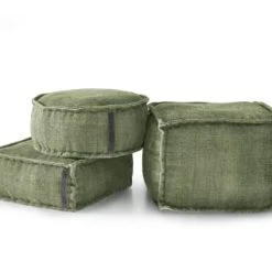 RNT By Really Nice Things Poufs Pouf Carré En Coton Revêtu Effet Lavé Vert. 2 RNT By Really Nice Things Poufs Pouf Carré En Coton Revêtu Effet Lavé Vert. -Fauteuils Shop pouf carre en coton revetu effet lave vert 2