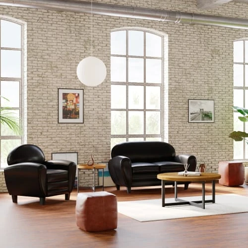 Pouf carré en cuir camel Rendez Vous Déco Poufs Pouf Carré En Cuir Camel -Fauteuils Shop pouf carre en cuir camel 1