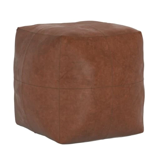 Pouf carré en cuir camel Rendez Vous Déco Poufs Pouf Carré En Cuir Camel -Fauteuils Shop pouf carre en cuir camel 5