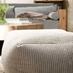 MACABANE Poufs Pouf Carré En Tissu Velours Cotelé Gris Perle -Fauteuils Shop pouf carre en tissu velours cotele gris perle 3