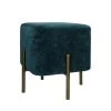 Pomax Poufs Pouf Carré En Velours Bleu Pétrole