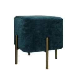 Pomax Poufs Pouf Carré En Velours Bleu Pétrole -Fauteuils Shop pouf carre en velours bleu petrole 2