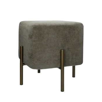 Pouf carré en velours gris Pomax Poufs Pouf Carré En Velours Gris -Fauteuils Shop pouf carre en velours gris 3