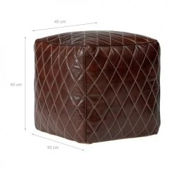 WOMO-DESIGN Poufs Pouf Carré, Marron, 40x40x40 Cm, En Cuir 2 WOMO-DESIGN Poufs Pouf Carré, Marron, 40x40x40 Cm, En Cuir -Fauteuils Shop pouf carre marron 40x40x40 cm en cuir 2