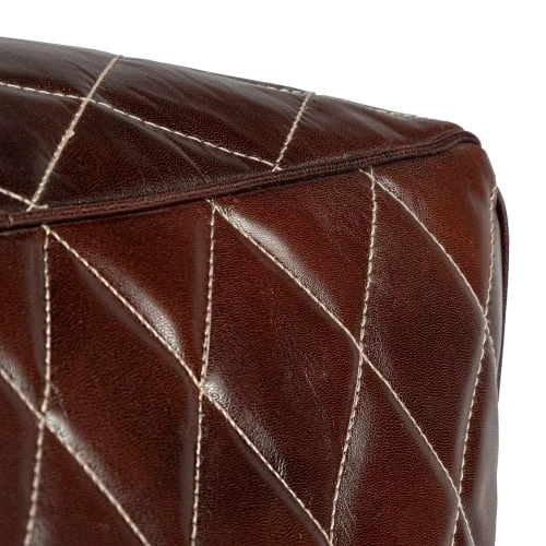 Pouf carré, marron, 40x40x40 cm, en cuir WOMO-DESIGN Poufs Pouf Carré, Marron, 40x40x40 Cm, En Cuir -Fauteuils Shop pouf carre marron 40x40x40 cm en cuir 3