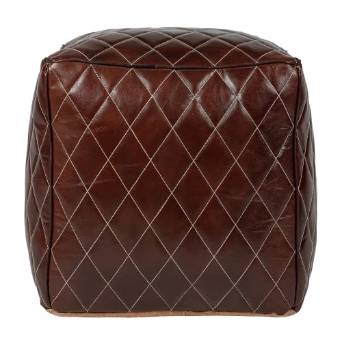 Pouf carré, marron, 40x40x40 cm, en cuir WOMO-DESIGN Poufs Pouf Carré, Marron, 40x40x40 Cm, En Cuir -Fauteuils Shop pouf carre marron 40x40x40 cm en cuir 4
