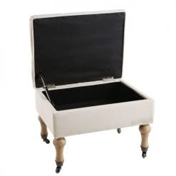 Maisons Du Monde Assises Pouf Coffre Capitonné à Roulettes En Lin écru -Fauteuils Shop pouf coffre capitonne a roulettes en lin ecru 1000 8 2 176876 3