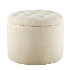 Maisons Du Monde Poufs Pouf Coffre Capitonné Crème