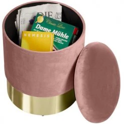 Tectake Poufs Pouf Coffre De Rangement Aspect Velours SARINA Effet Rose -Fauteuils Shop pouf coffre de rangement aspect velours sarina effet rose 2