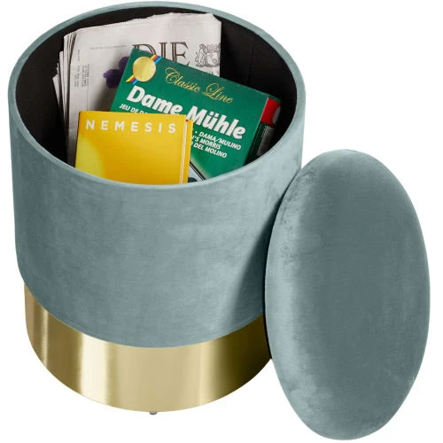 Pouf coffre de rangement aspect velours SARINA effet turquoise Tectake Poufs Pouf Coffre De Rangement Aspect Velours SARINA Effet Turquoise -Fauteuils Shop pouf coffre de rangement aspect velours sarina effet turquoise 2
