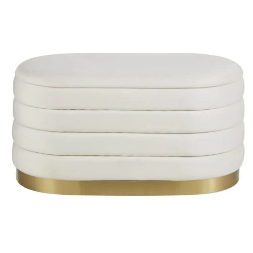 Pouf coffre de rangement blanc et doré Maisons Du Monde Poufs Pouf Coffre De Rangement Blanc Et Doré -Fauteuils Shop pouf coffre de rangement blanc et dore 1000 6 23 226548 1