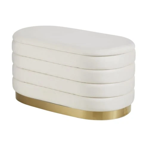 Pouf coffre de rangement blanc et doré Maisons Du Monde Poufs Pouf Coffre De Rangement Blanc Et Doré -Fauteuils Shop pouf coffre de rangement blanc et dore 1000 6 23 226548 2