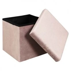 The Home Deco Factory Poufs Pouf Coffre De Rangement Rose Poudré -Fauteuils Shop pouf coffre de rangement rose poudre 3