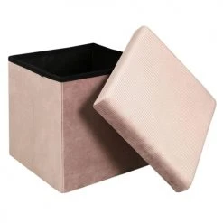 The Home Deco Factory Poufs Pouf Coffre De Rangement Rose Poudré -Fauteuils Shop pouf coffre de rangement rose poudre 5
