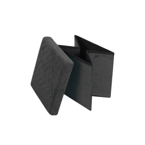 Pouf coffre de rangement velours noir - 37.5x37.5x37.5cm Urban Living Poufs Pouf Coffre De Rangement Velours Noir - 37.5x37.5x37.5cm -Fauteuils Shop pouf coffre de rangement velours noir 37 5x37 5x37 5cm 2