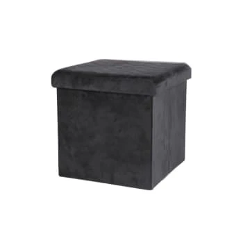 Pouf coffre de rangement velours noir - 37.5x37.5x37.5cm Urban Living Poufs Pouf Coffre De Rangement Velours Noir - 37.5x37.5x37.5cm -Fauteuils Shop pouf coffre de rangement velours noir 37 5x37 5x37 5cm 3