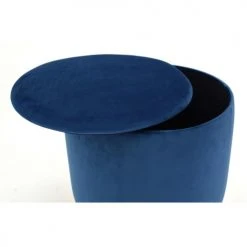 Aubry Gaspard Poufs Pouf Coffre En Velours Et Métal Bleu/or -Fauteuils Shop pouf coffre en velours et metal bleu or 2