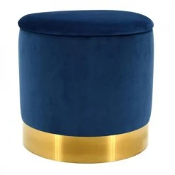 Aubry Gaspard Poufs Pouf Coffre En Velours Et Métal Bleu/or