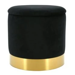 Aubry Gaspard Poufs Pouf Coffre En Velours Et Métal Bleu/or -Fauteuils Shop pouf coffre en velours et metal noir or